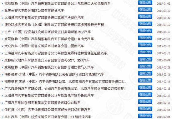 2015上半年國內汽車召回時間表4@ahlsjy.cn