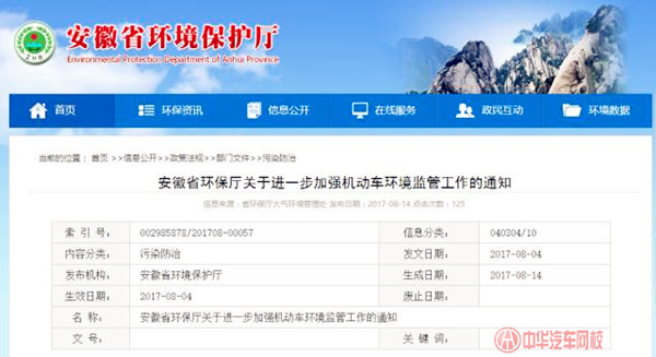 安徽車輛排放檢驗實施在線監控 二手車必須建立環保檔案@ahlsjy.cn 安徽車輛排放檢驗實施在線監控 二手車必須建立環保檔案@ahlsjy.cn