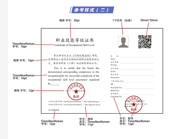 安全評價師職業技能等級證書參考樣式二@ahlsjy.cn